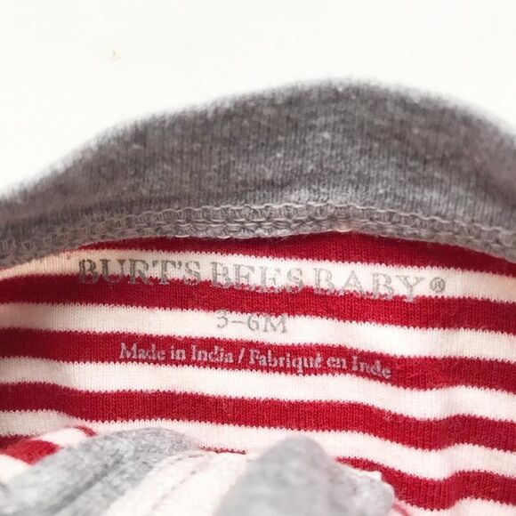 Burts Bees Baby stripe footed pyjamas VGUC 3-6 months - Picture 5 of 6